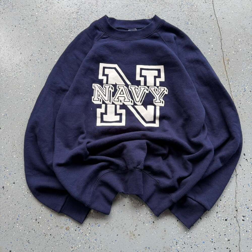 Vintage 80s Soffe Sweats Navy Blue Crewneck Sweatshirt - Large - Made in USA - Picture 6 of 8